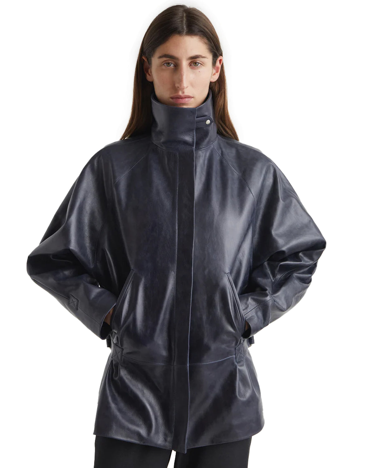 Llança Leather Jacket Navy