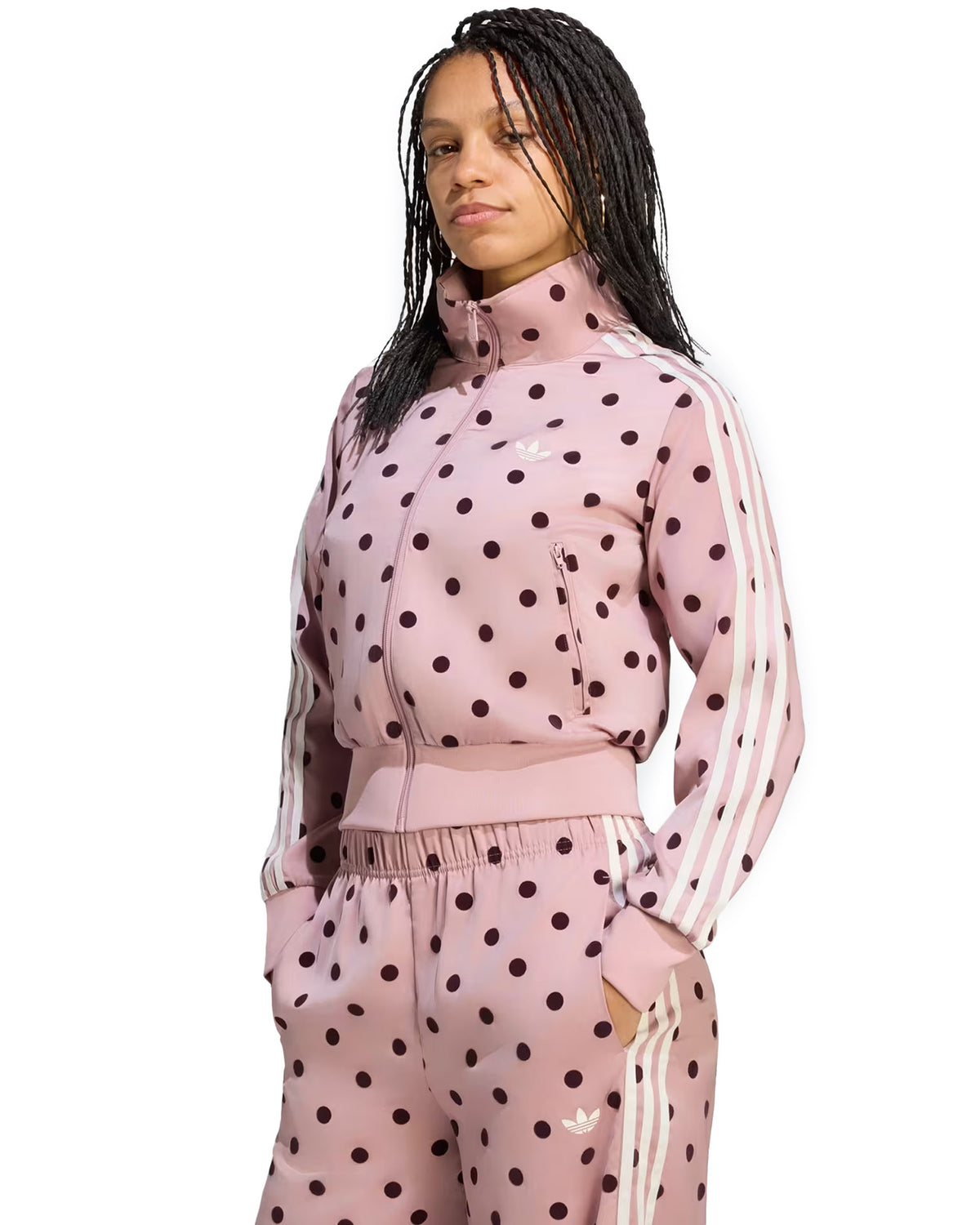 Satin Polka Dot Track Jacket Dual Lilac
