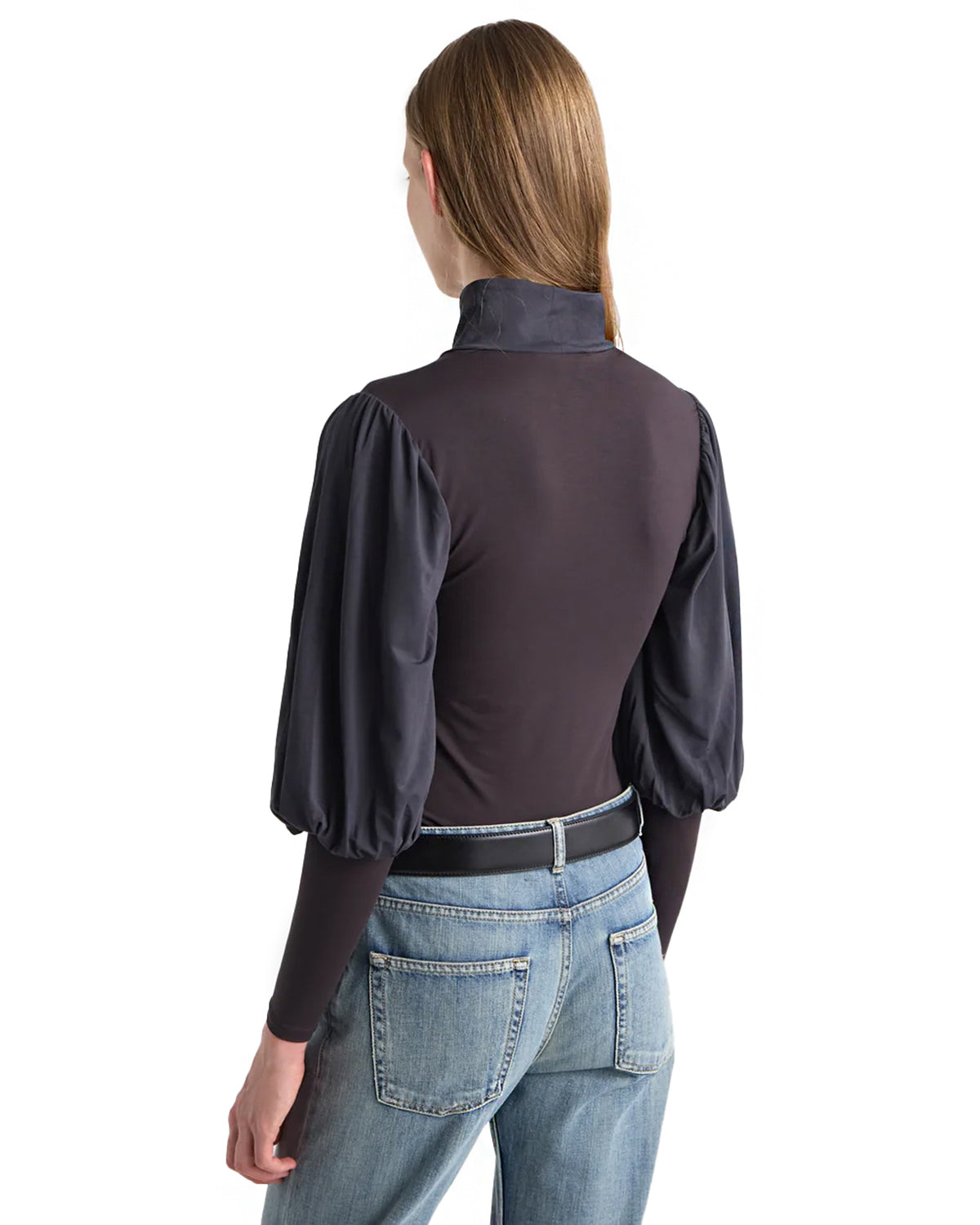 Bosk Puff Sleeve Top Dark Grey