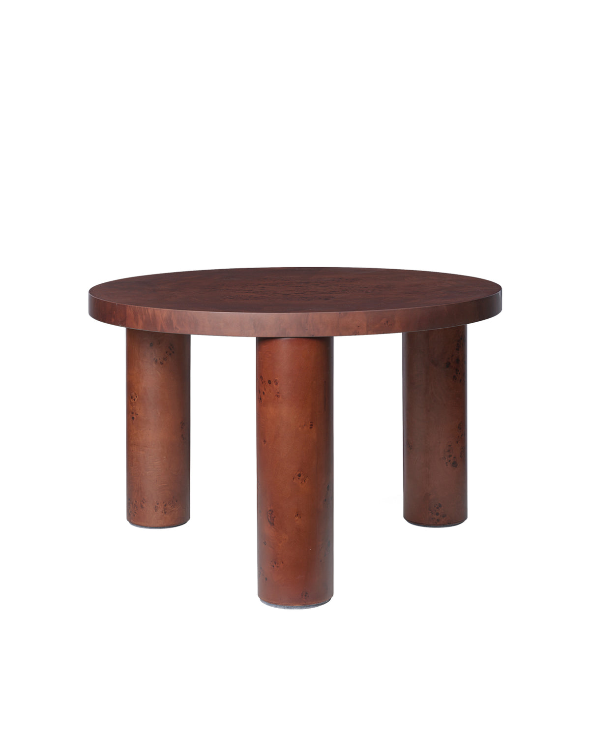Burl Post Coffee Table Small Dark Stained Burl