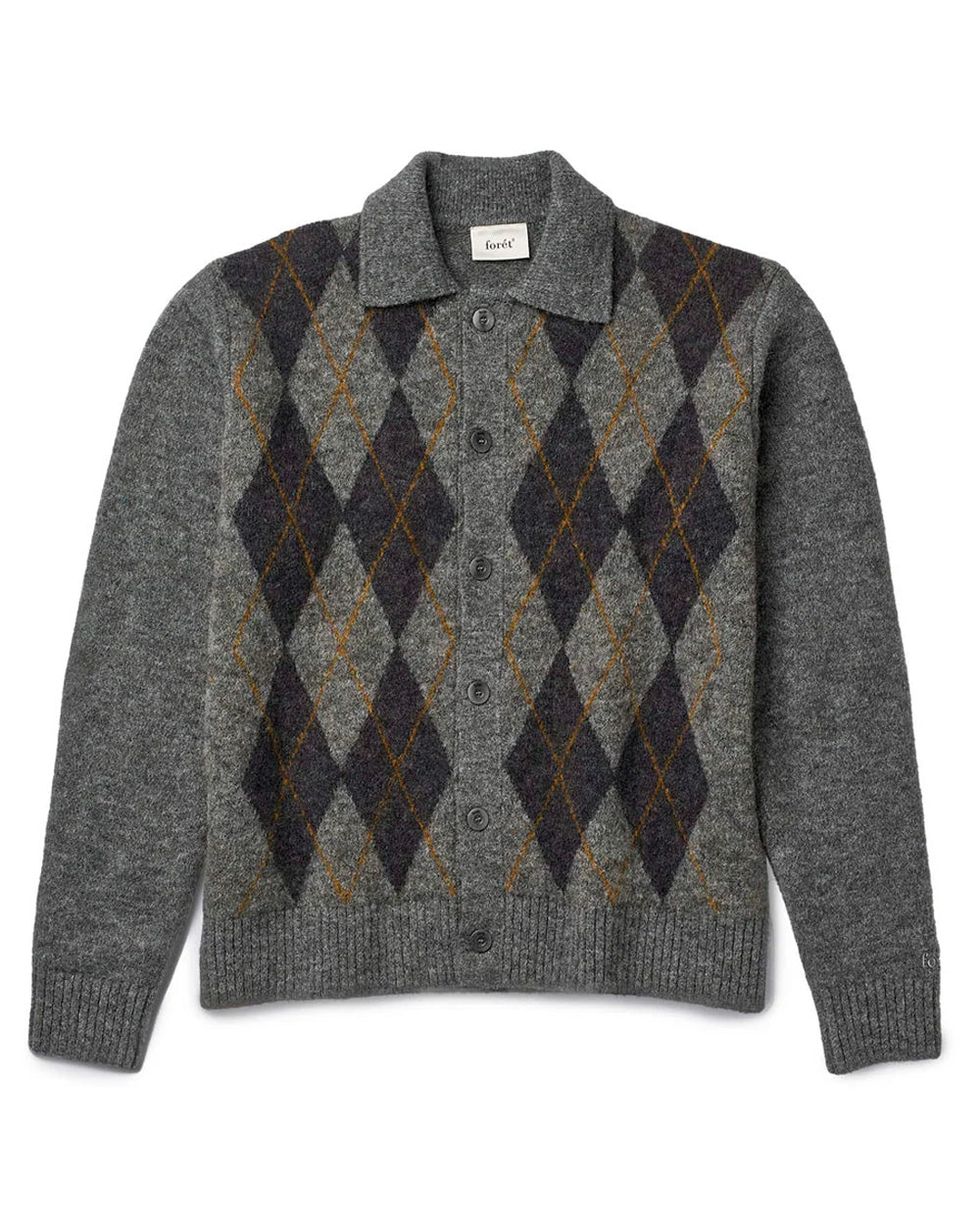 Cairn Argyle Knit Jacket Dark Grey