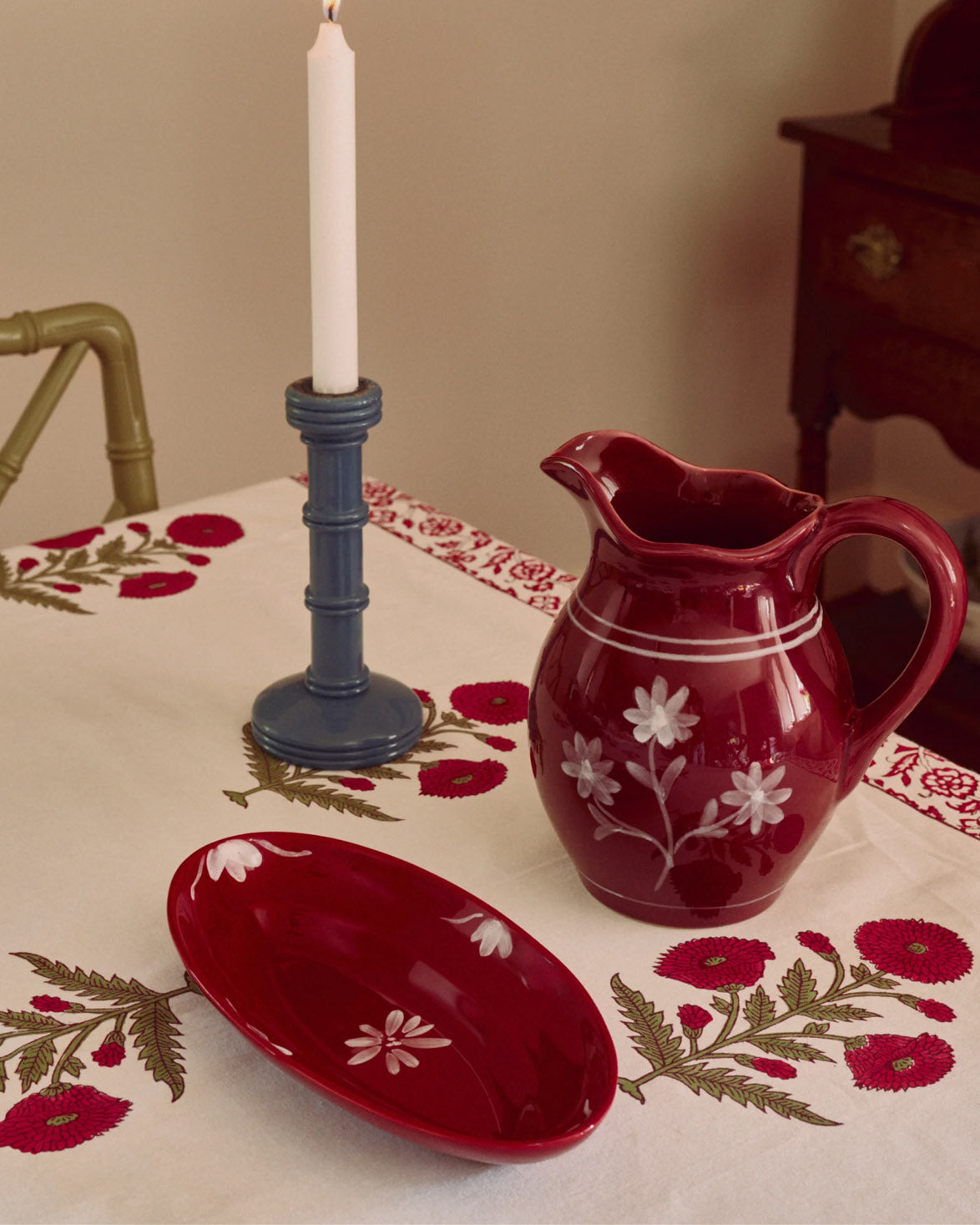 Dahlia Small Serving Plate Burgundy
