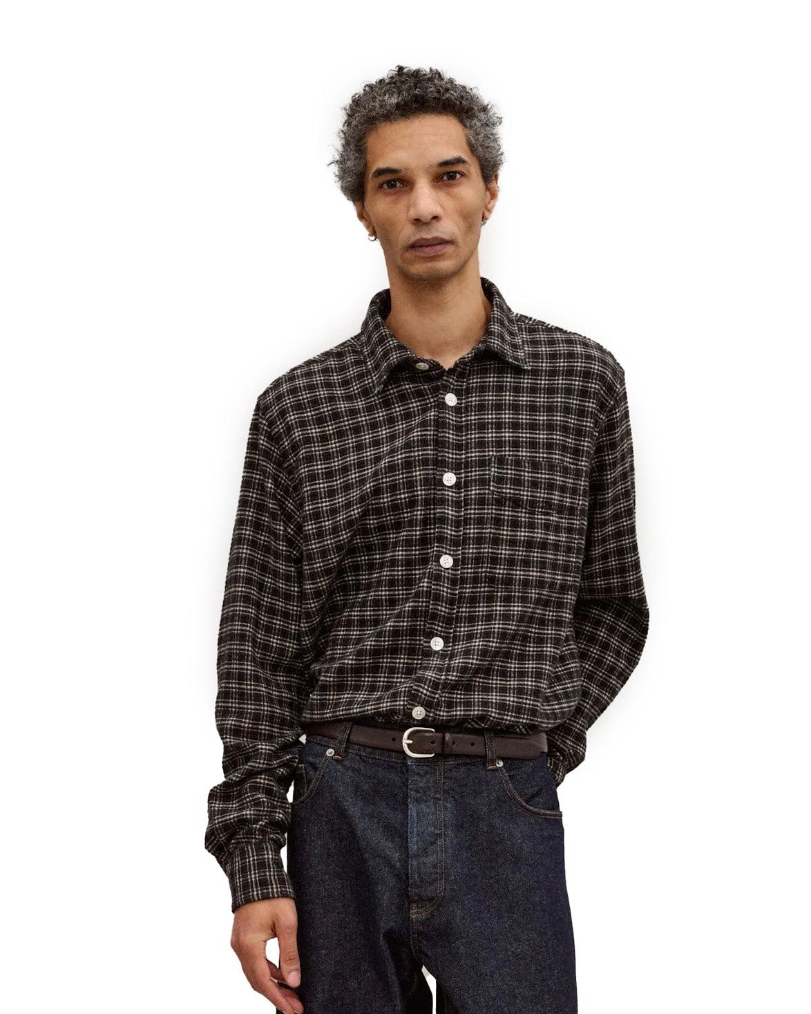 Form Regular Fit Italian Check Shirt Black Check