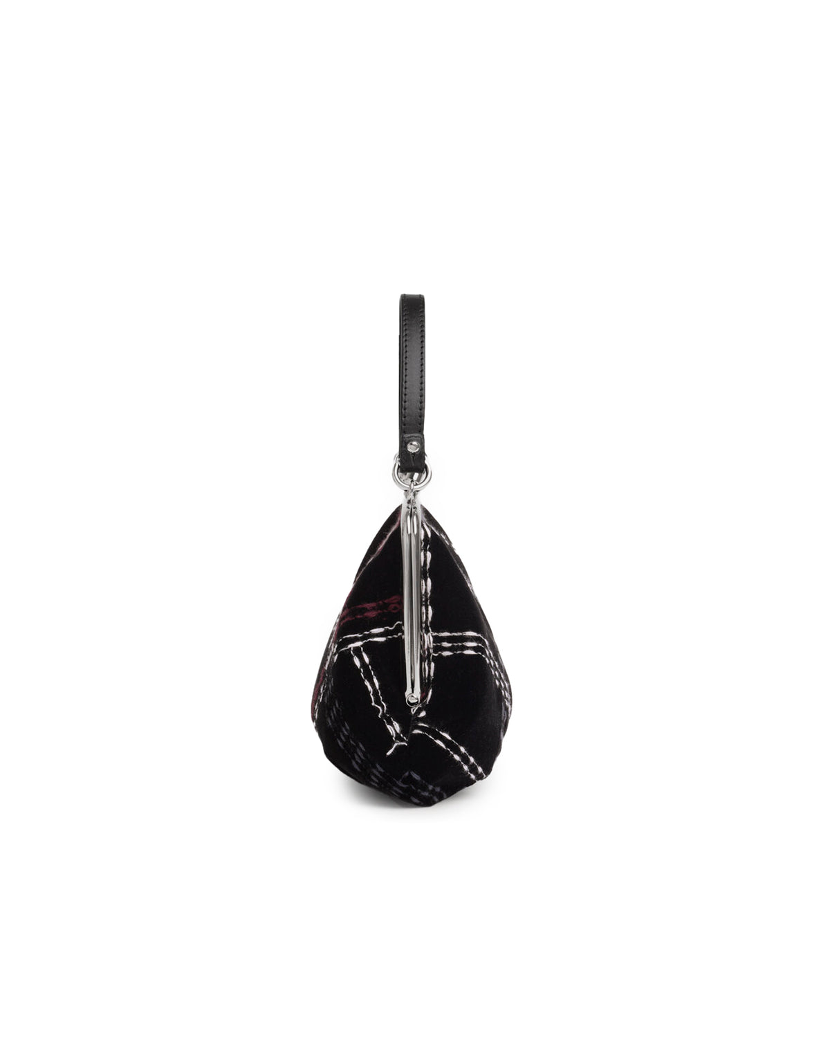 Granny Frame Purse Black Velvet Check
