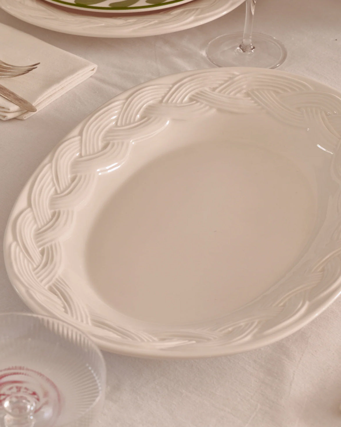 Harvest Braid Serving Plate Off White