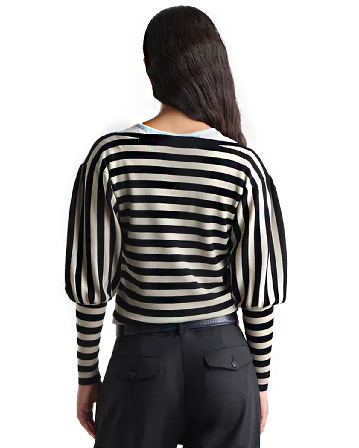 Marmol Puffed Sleeve Top Navy Stripe