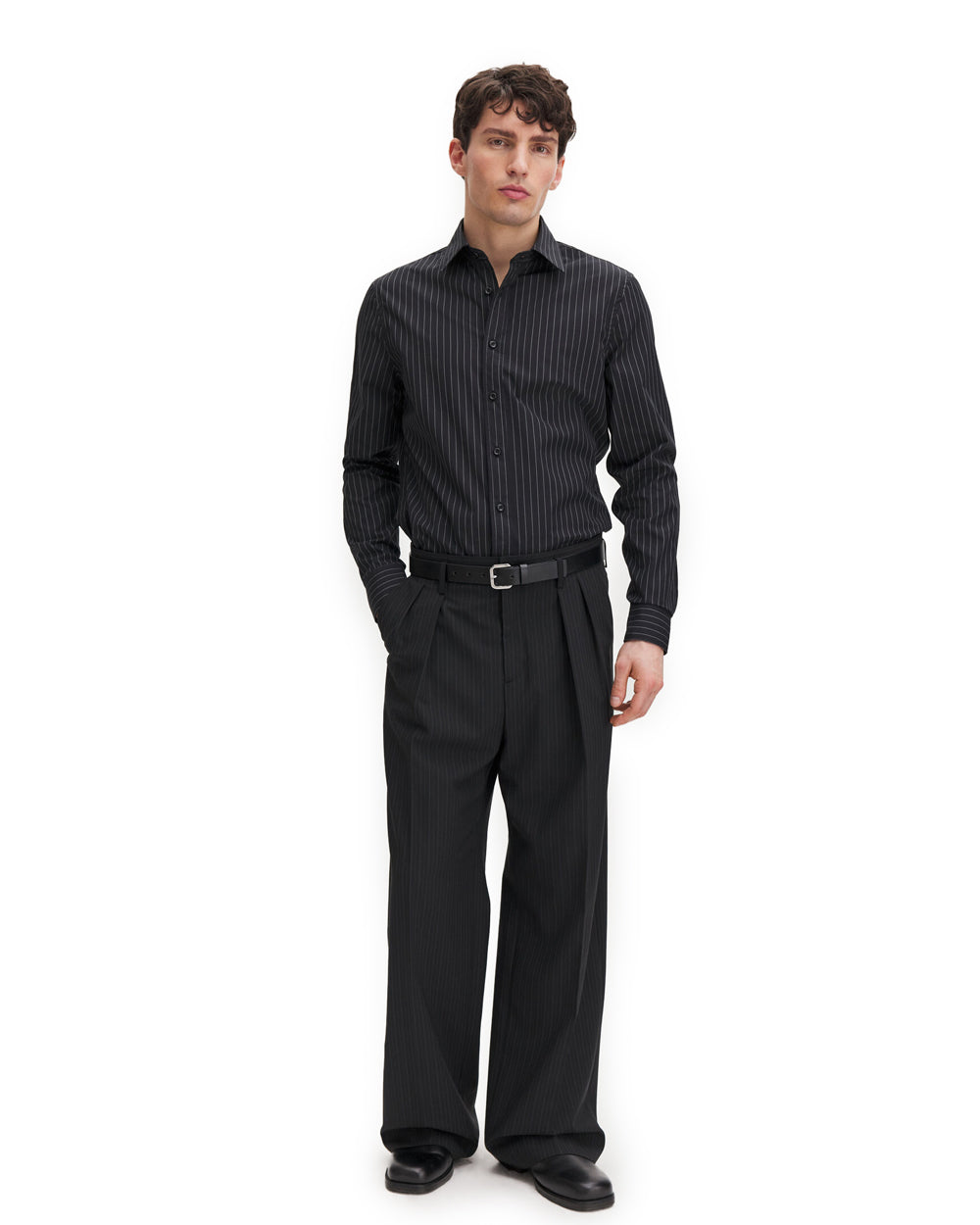 Milo Pinstripe Trousers Black