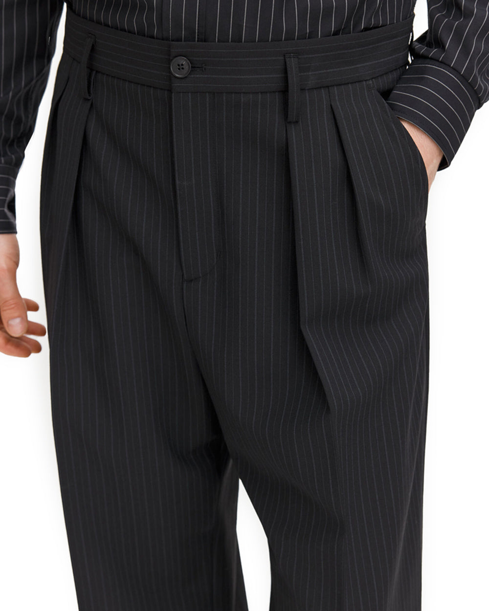Milo Pinstripe Trousers Black