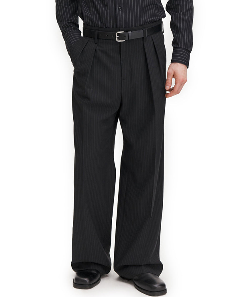 Milo Pinstripe Trousers Black
