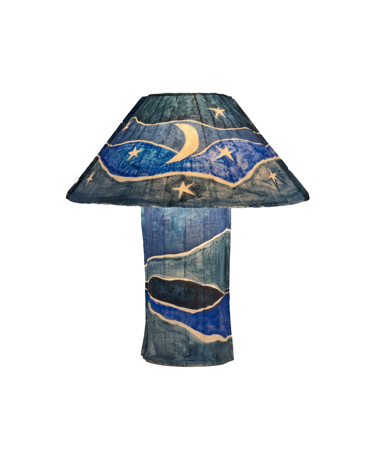 Painted Paper Table Lamp Luna Blue
