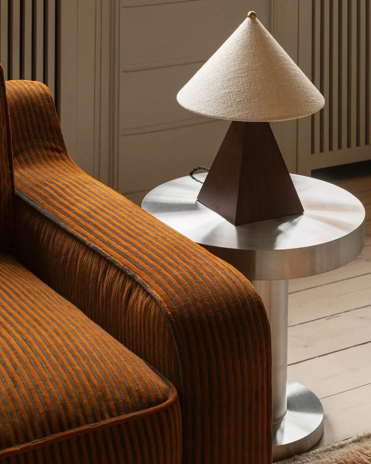 Pyramid Table Lamp White Shade