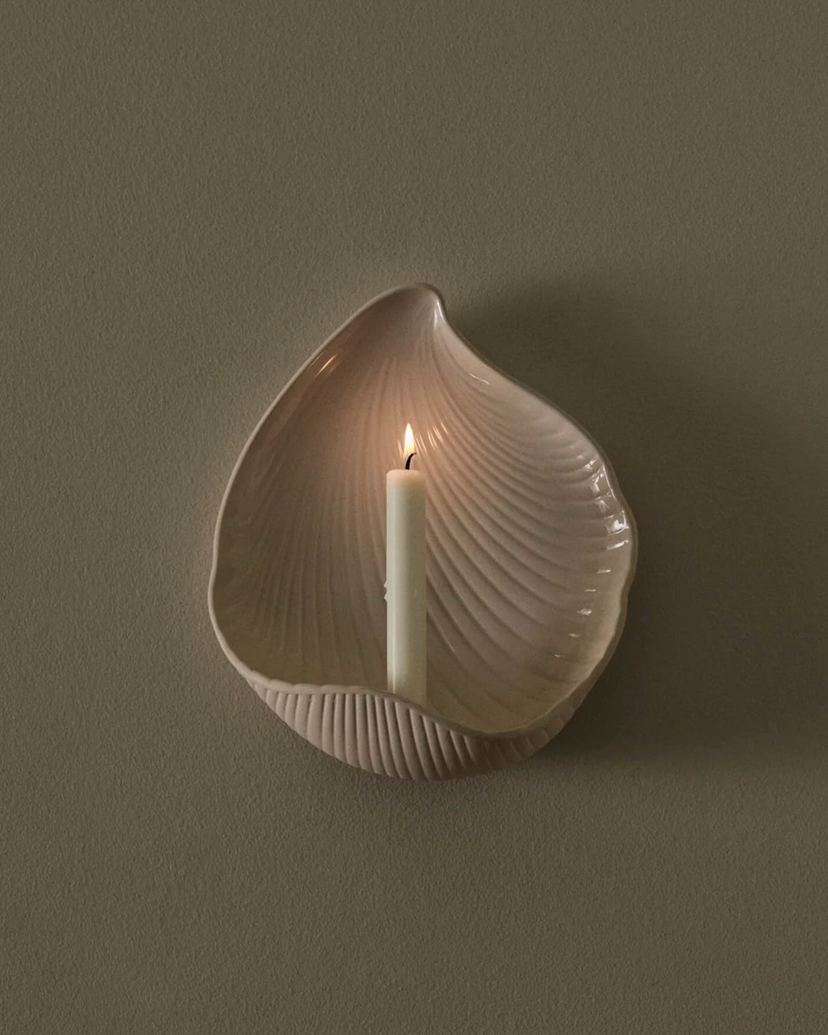 Shell Wall Candle Holder Off White