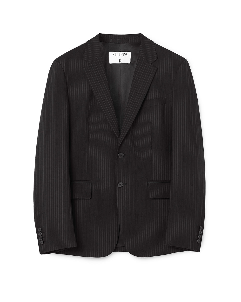 Slim Pinstripe Blazer Black