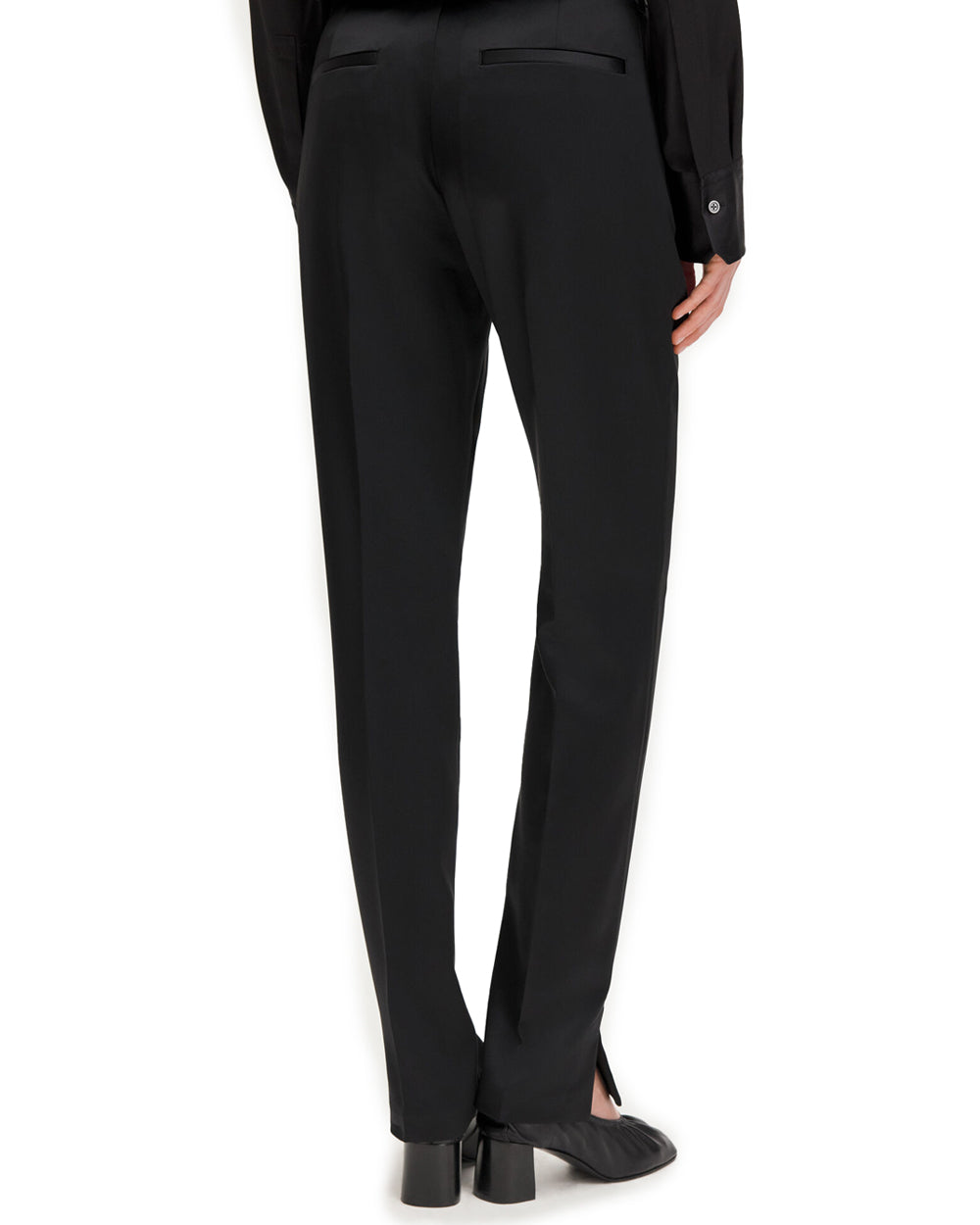 Slim Slit Satin Trousers Black
