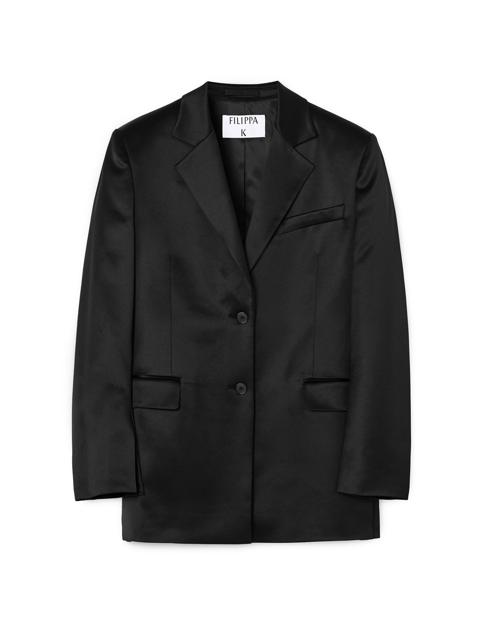Slit Satin Blazer Black