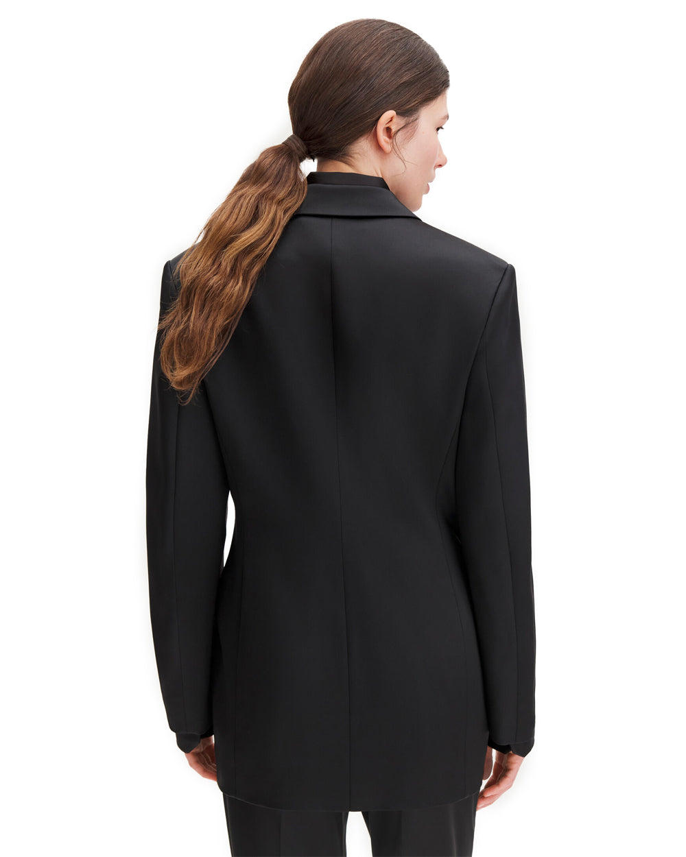 Slit Satin Blazer Black