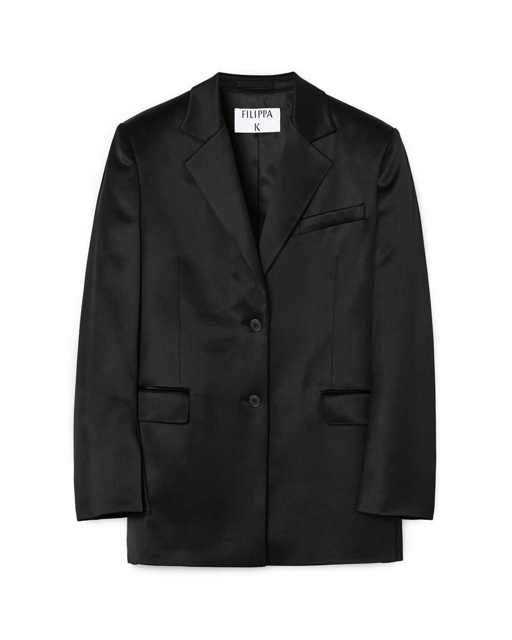 Slit Satin Blazer Black