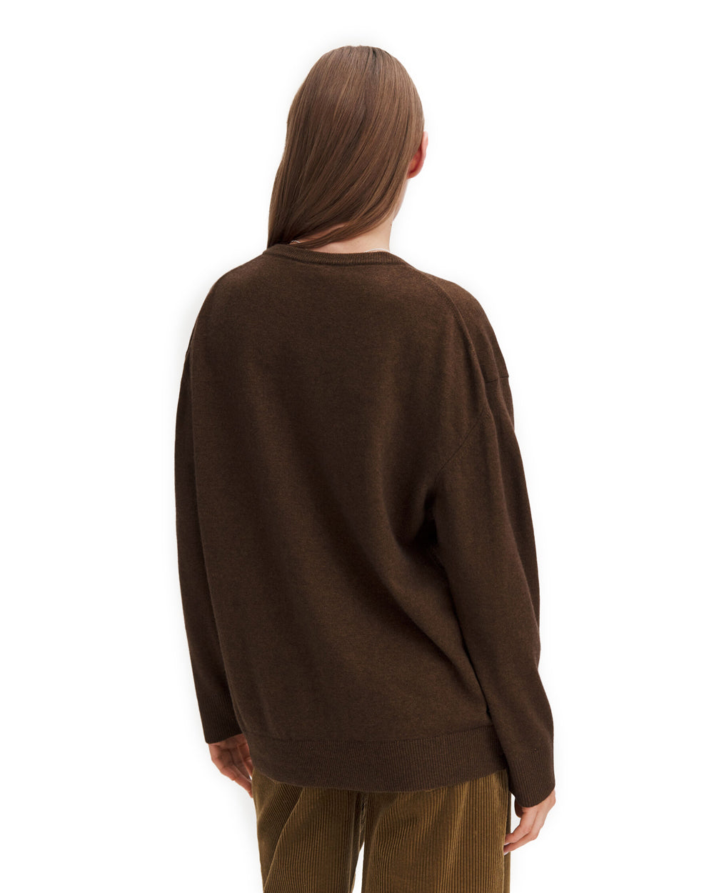 Soft Wool V-Neck Sweater Mid Brown