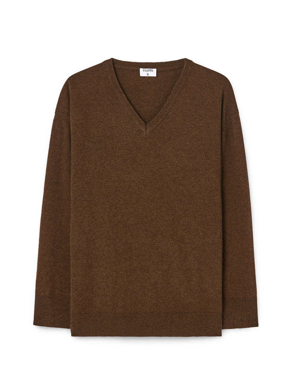 Soft Wool V-Neck Sweater Mid Brown