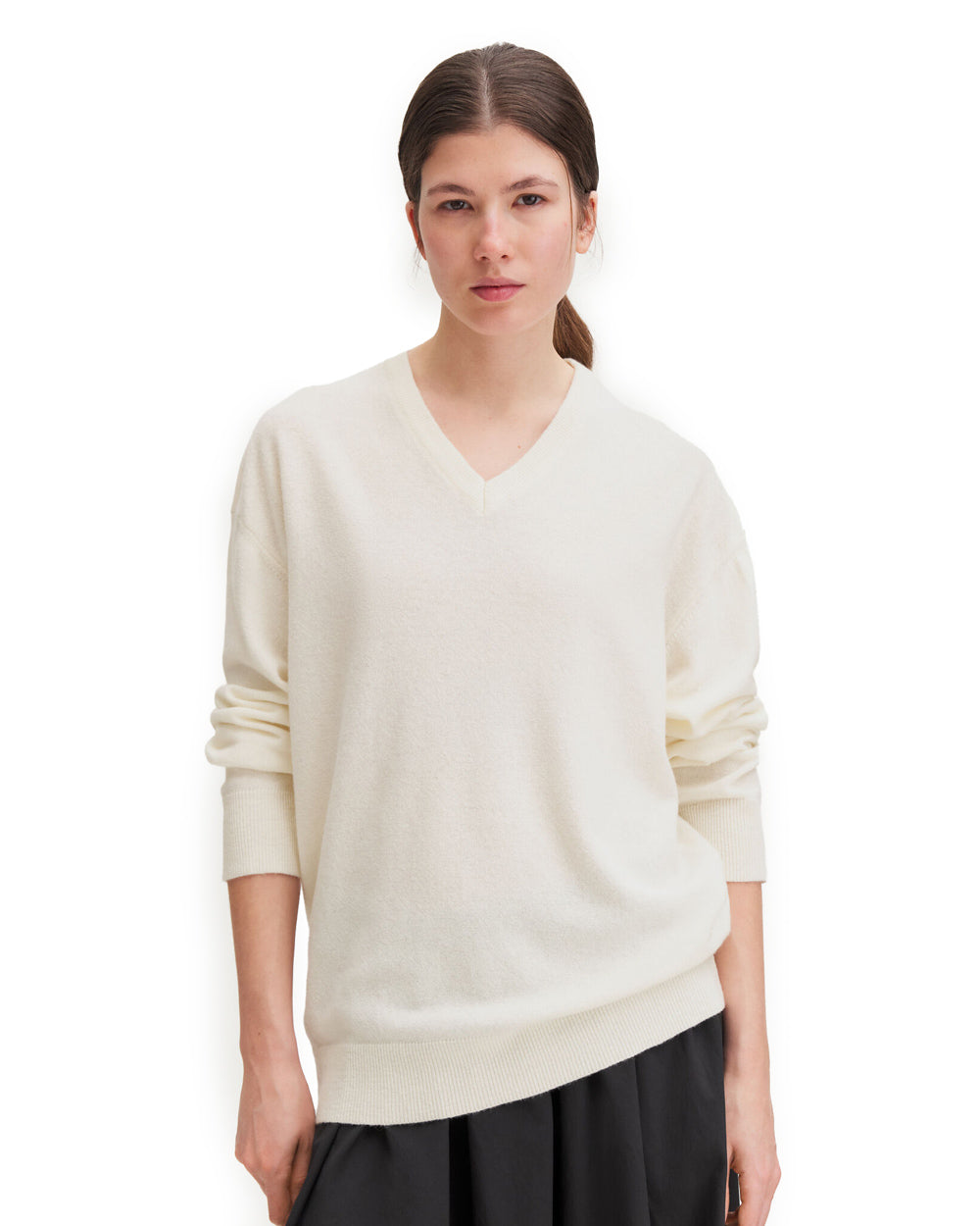 Soft Wool V-Neck Sweater Off-White