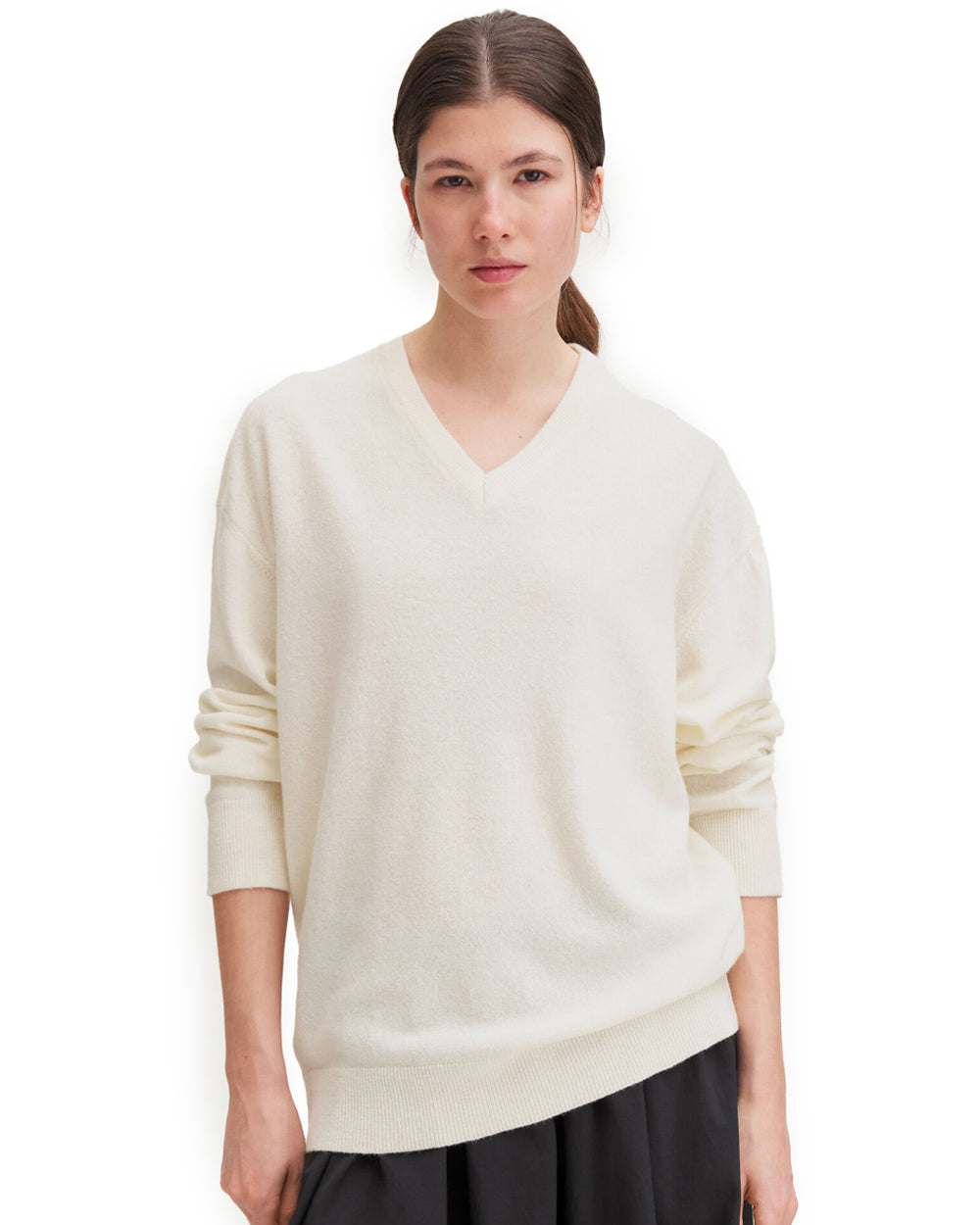 Soft Wool V-Neck Sweater Off-White