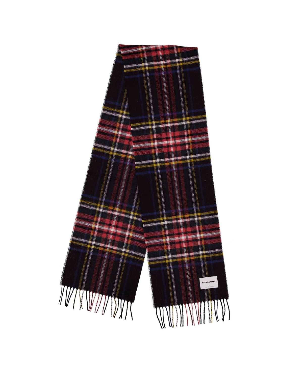 Tartan Wool Scarf Black Stewart