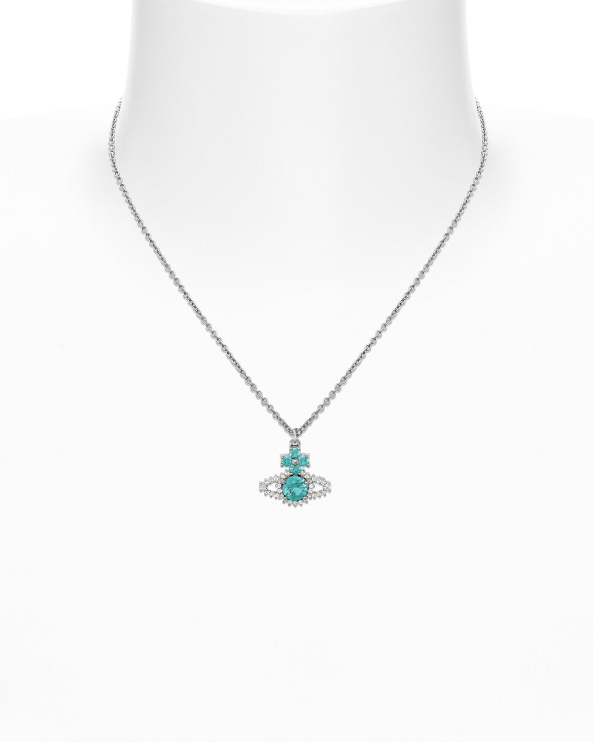 Valentina Orb Pendant Necklace Platinum/Mint