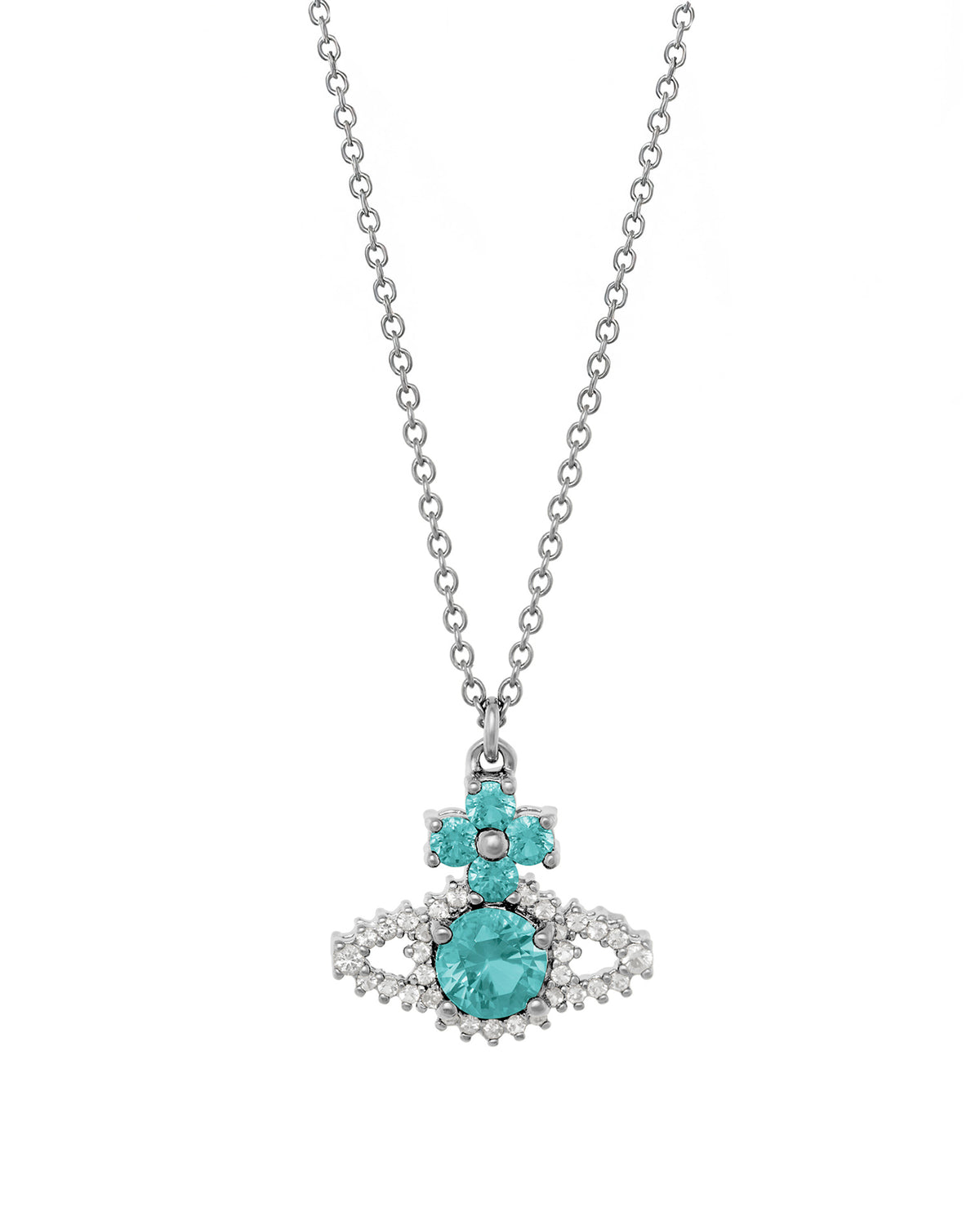 Valentina Orb Pendant Necklace Platinum/Mint