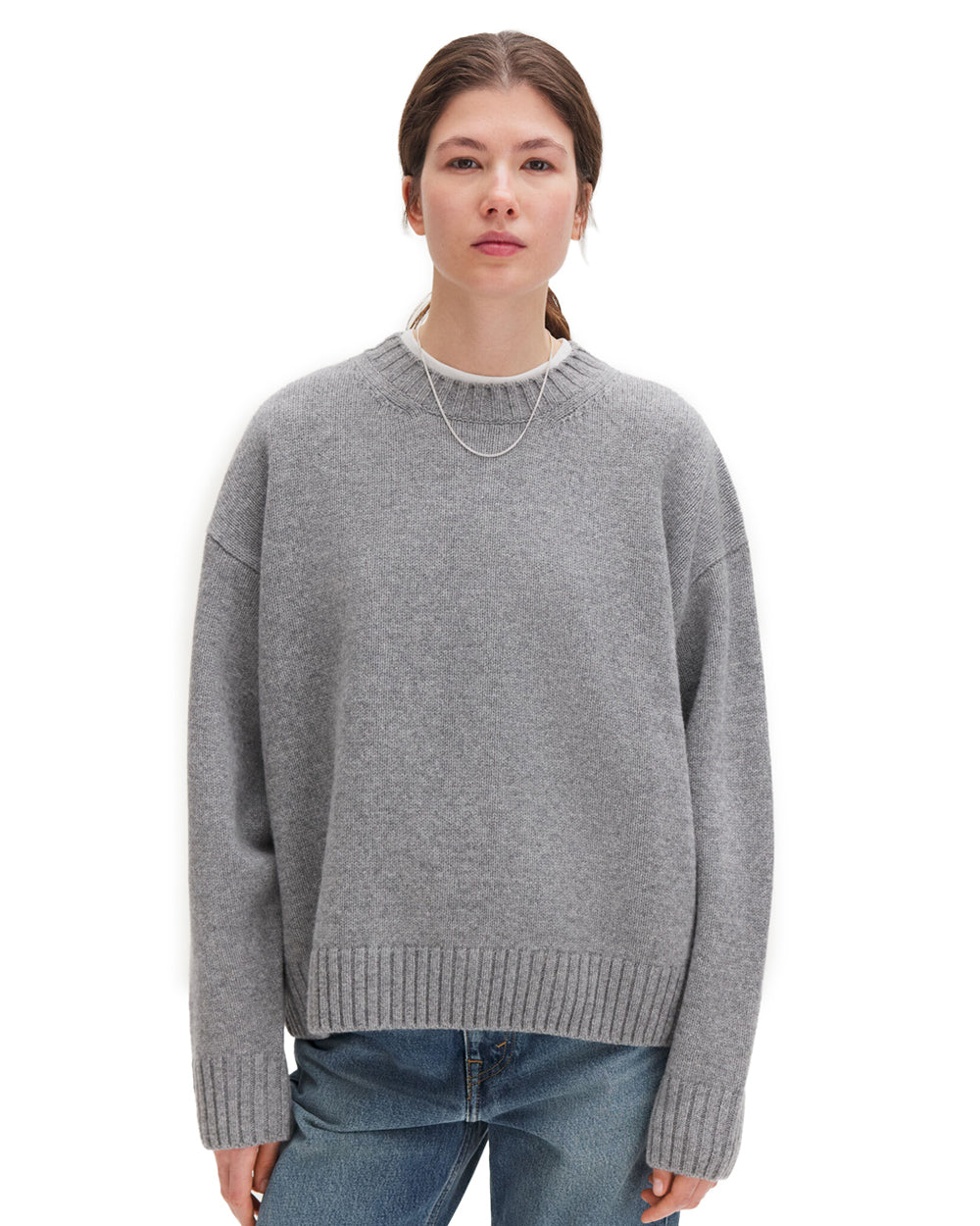 Wool Cashmere Sweater Grey Melange