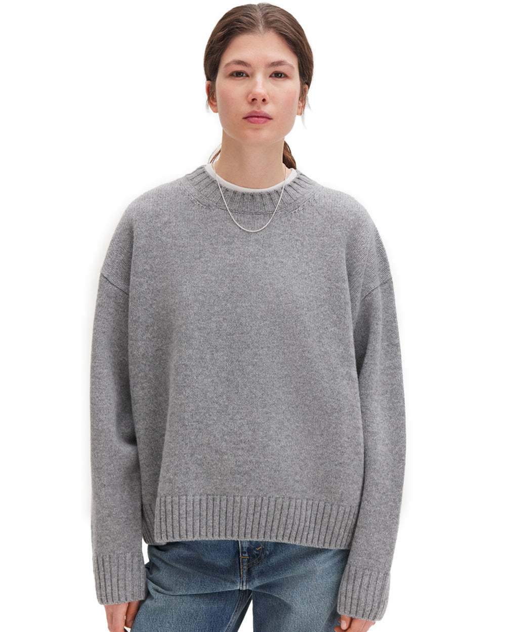 Wool Cashmere Sweater Grey Melange