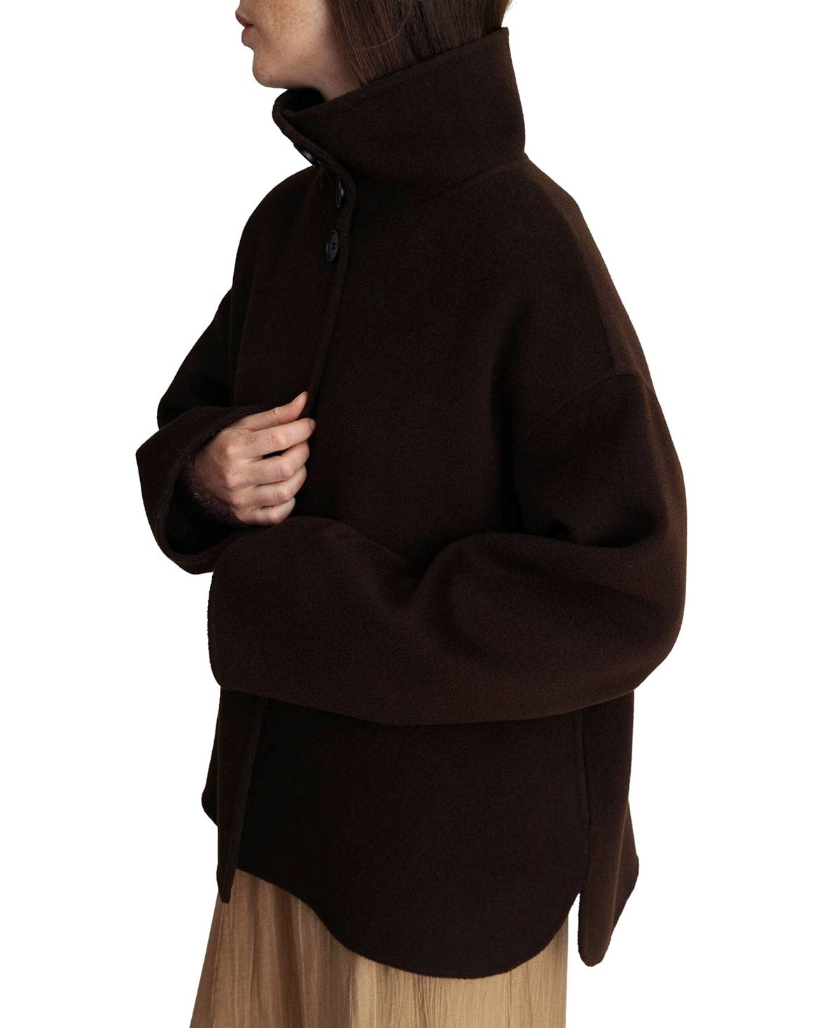 Edge Wool Jacket Dark Brown
