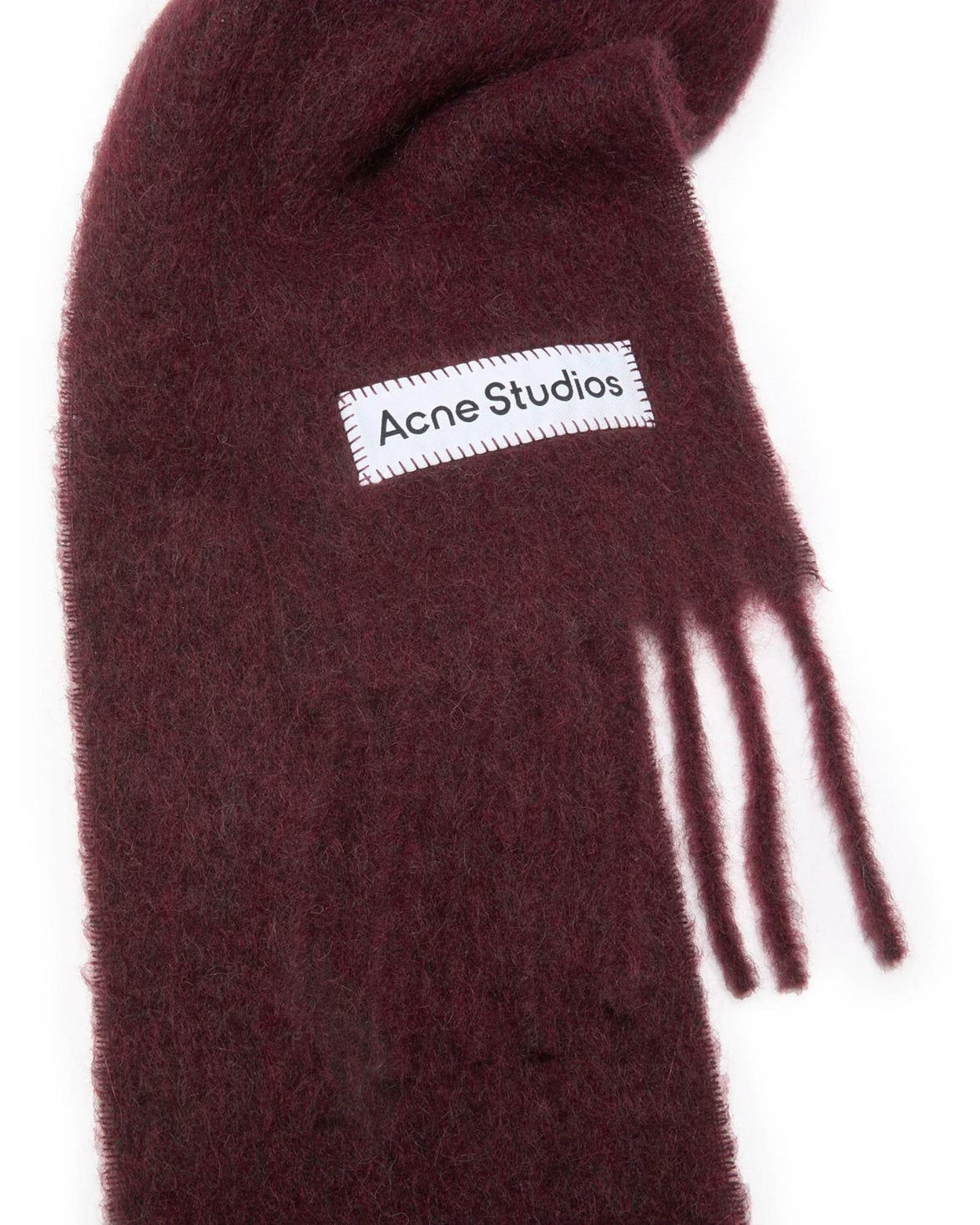 Alpaca Fringe Scarf Solid Burgundy