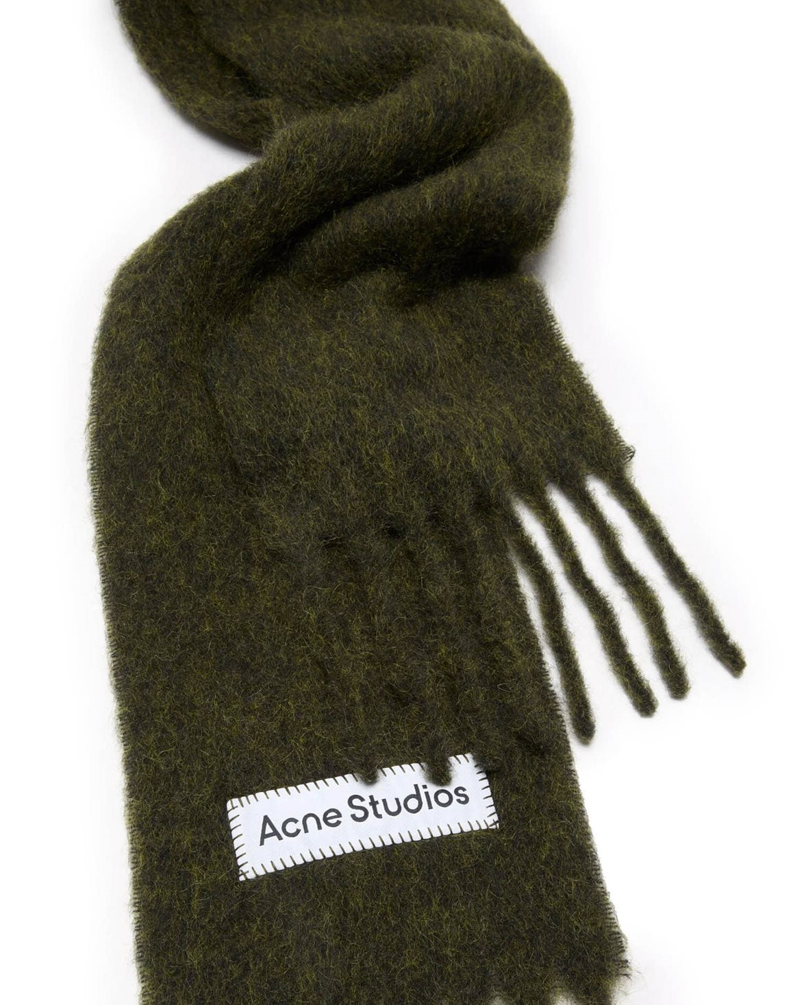 Alpaca Fringe Scarf Solid Forest Green