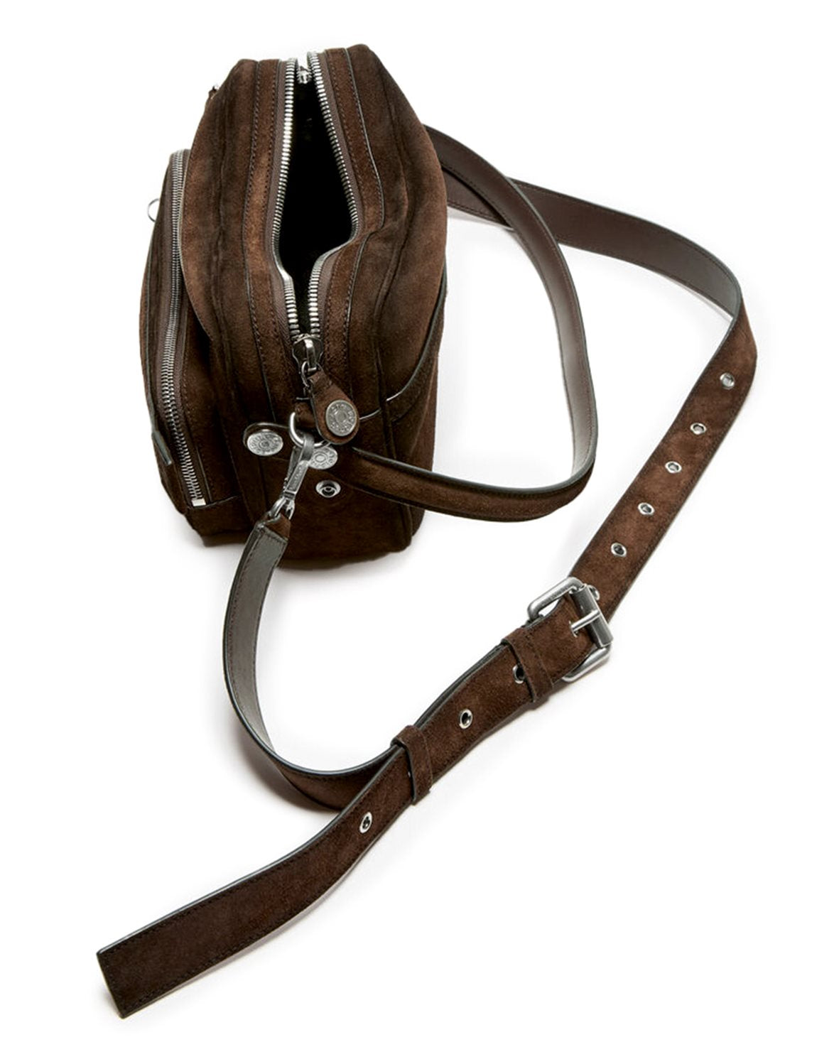 Camero Party Shoulder Bag Suede Wax Dark Brown