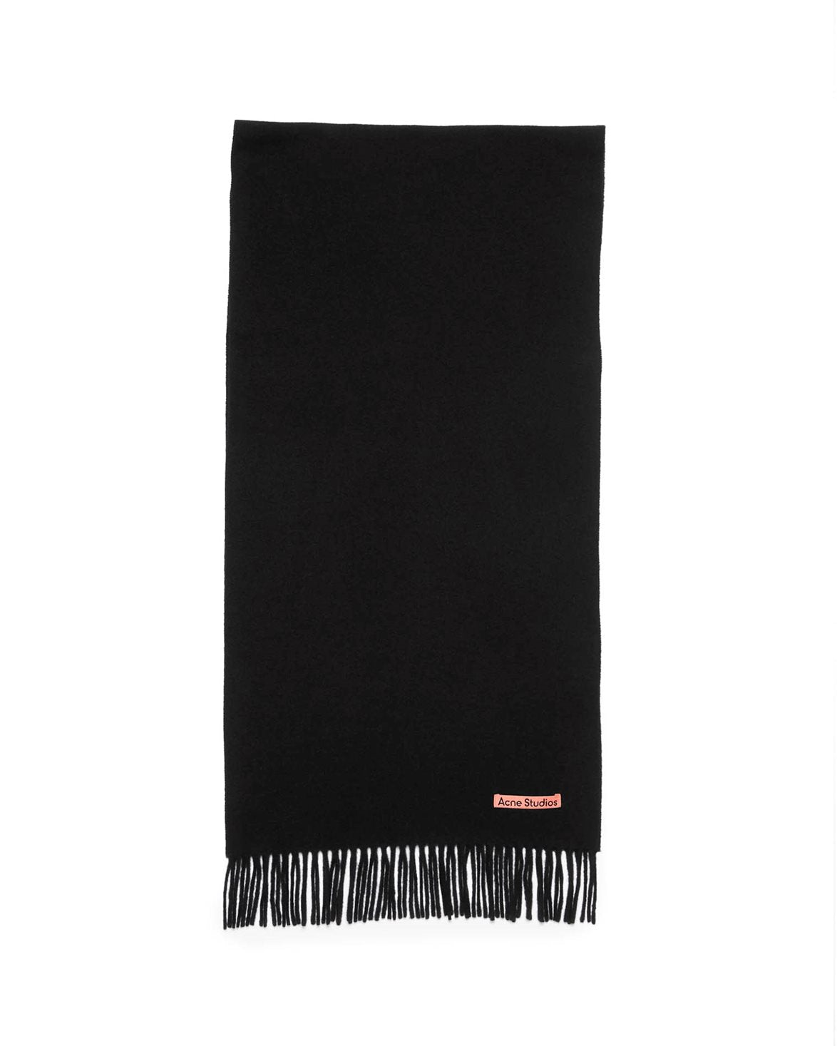 Canada Fringe Wool Scarf Narrow Black