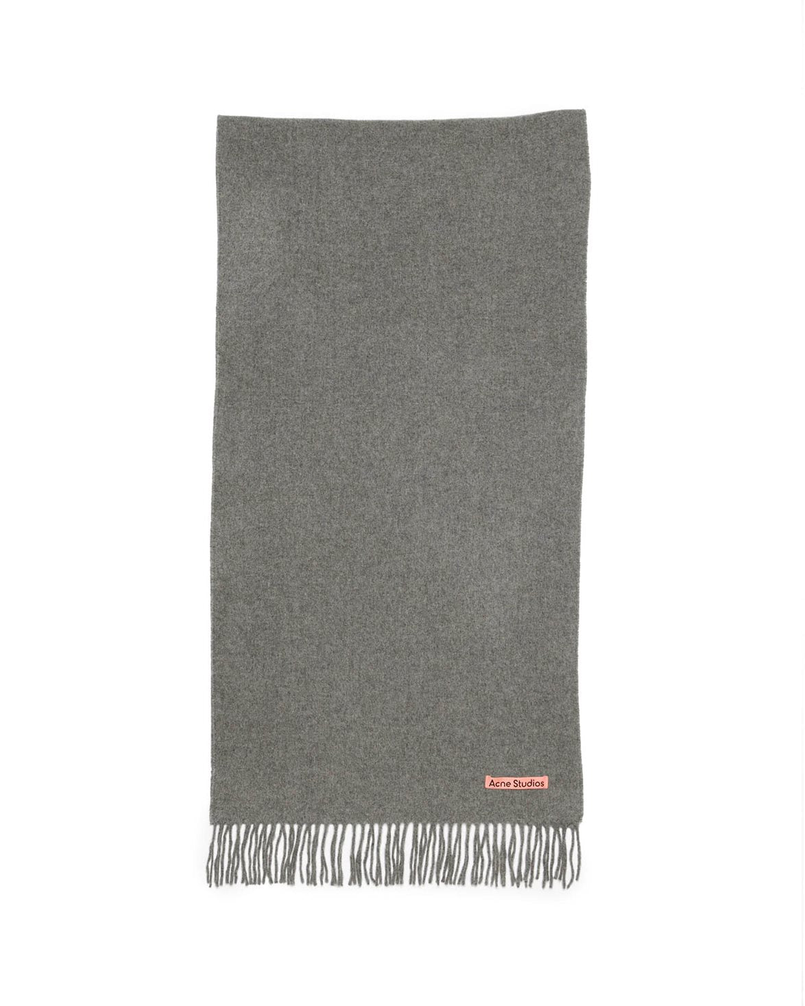 Canada Fringe Wool Scarf Narrow Grey Melange