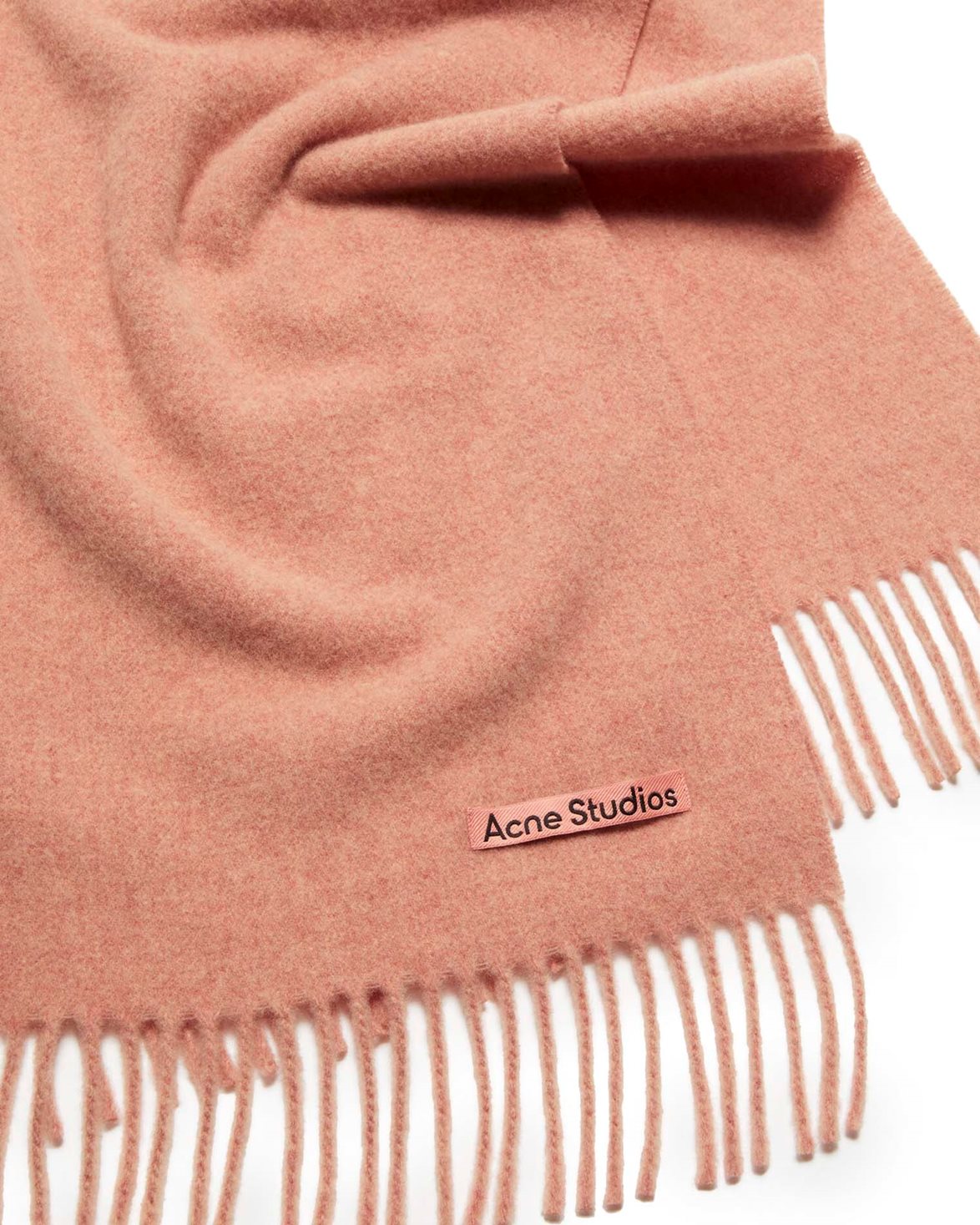 Canada Fringe Wool Scarf Narrow Rose Melange
