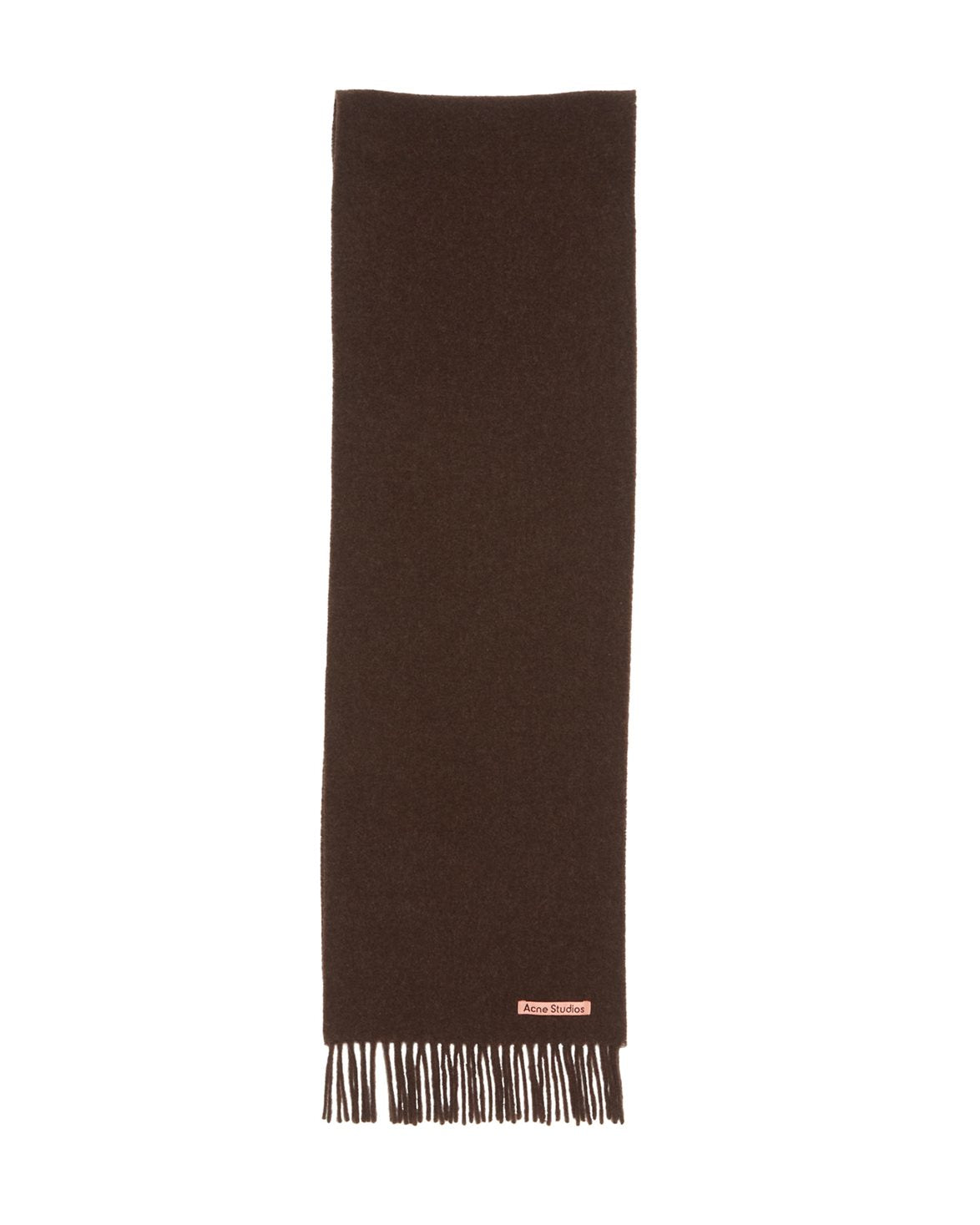 Canada Fringe Wool Scarf Skinny Brown Melange