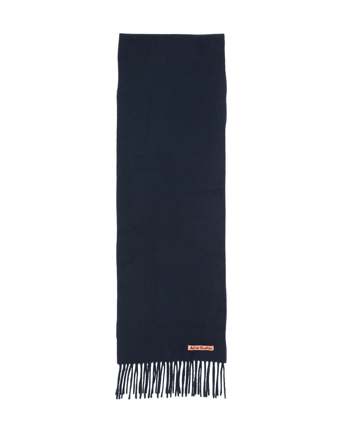 Canada Fringe Wool Scarf Skinny Navy Blue