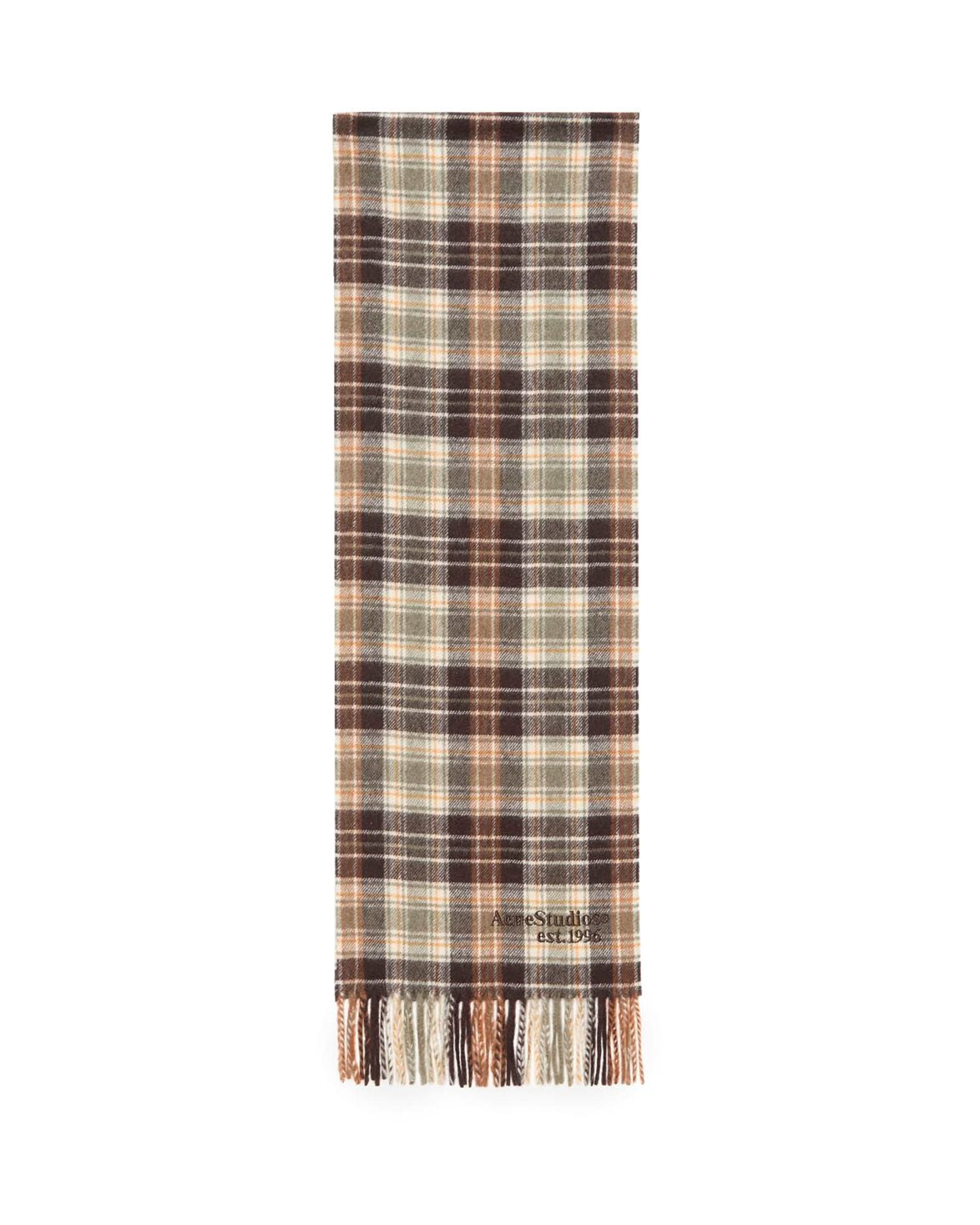 Cashmere Checked Scarf Dark Brown/Khaki Green