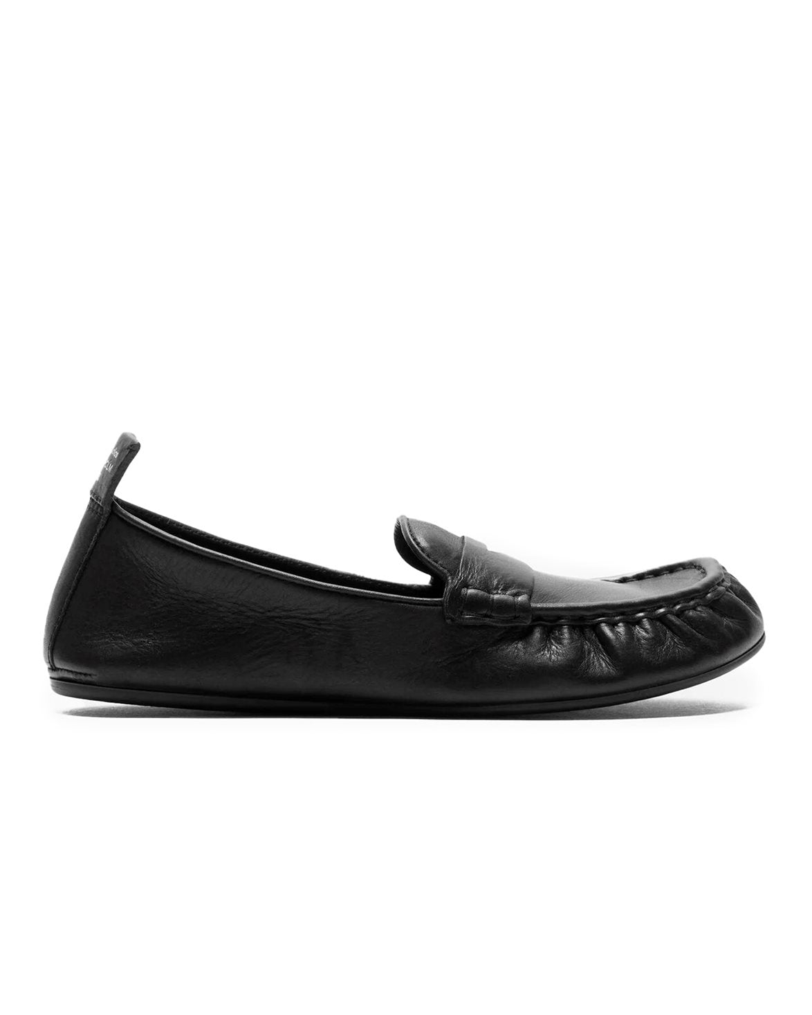 Crinkled Leather Loafers Black
