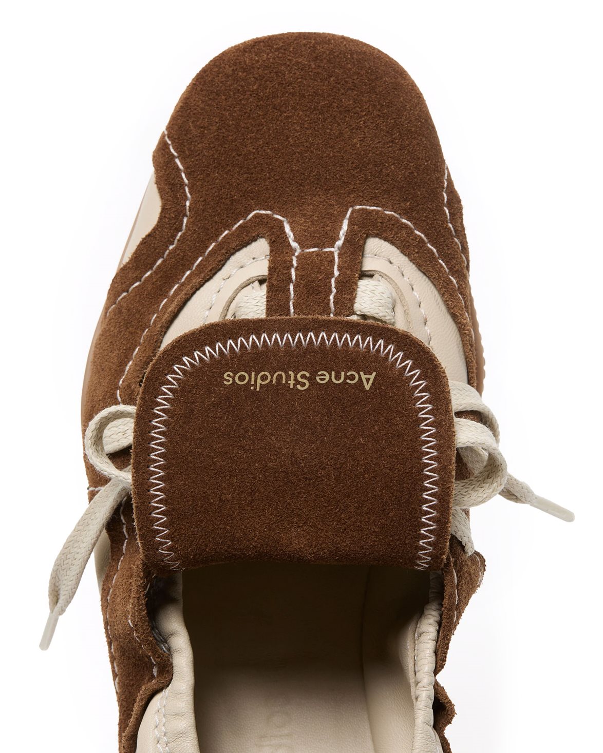 Lace-Up Leather Shoes Off White/Brown