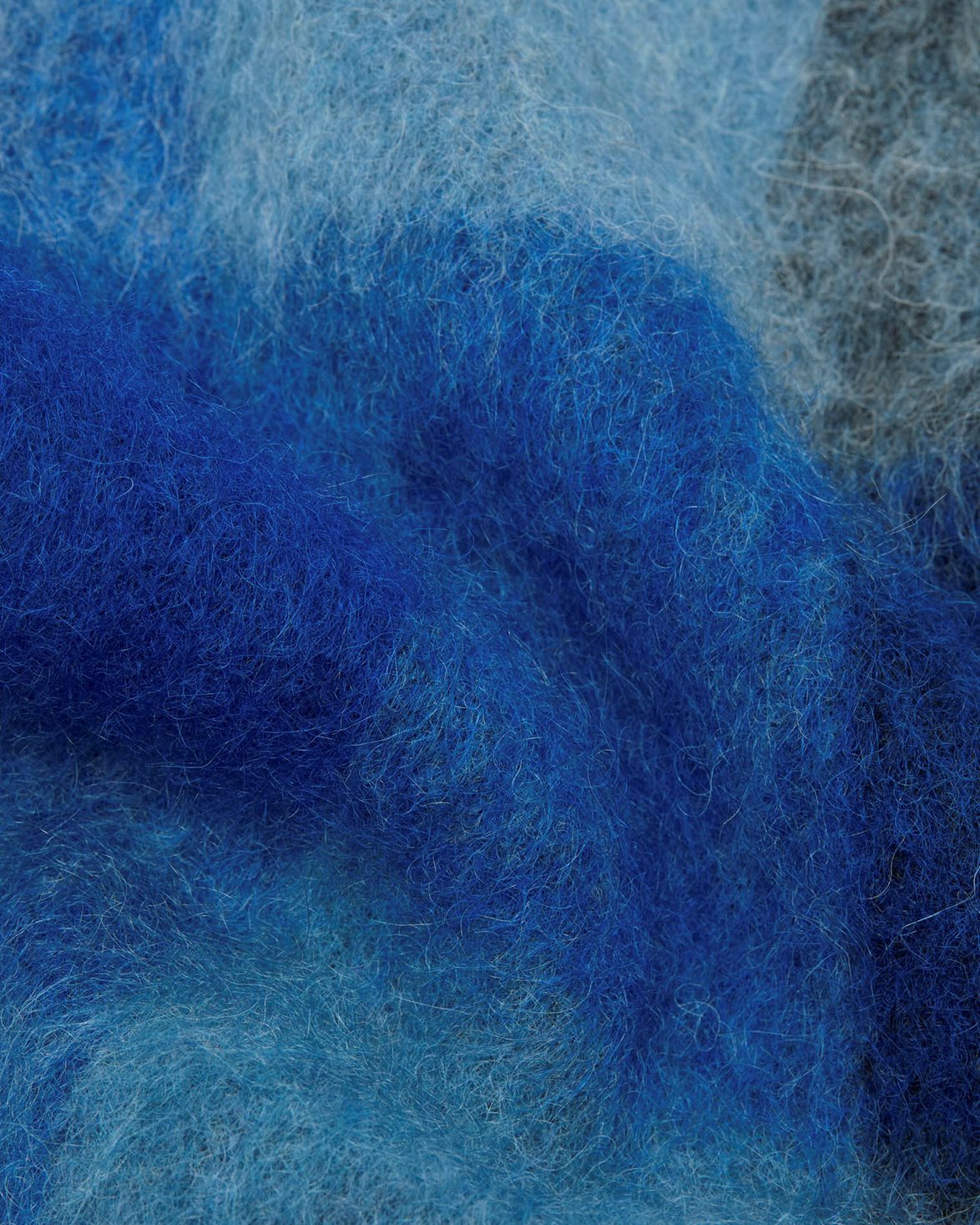 Mohair Checked Scarf Dark Navy/Black/Blue