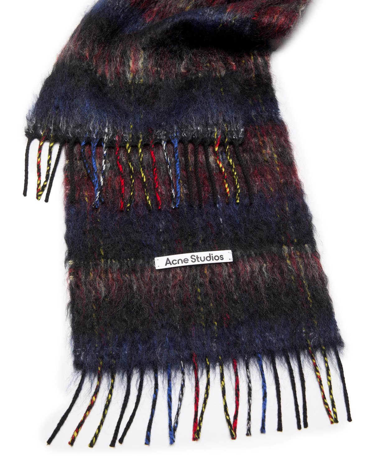 Mohair Wool Fringe Scarf Black/Red