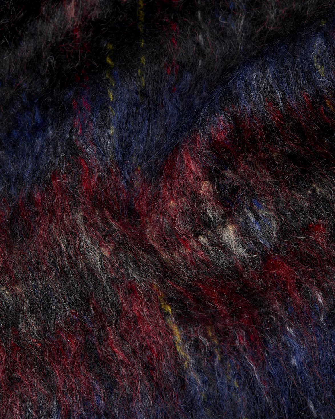 Mohair Wool Fringe Scarf Black/Red