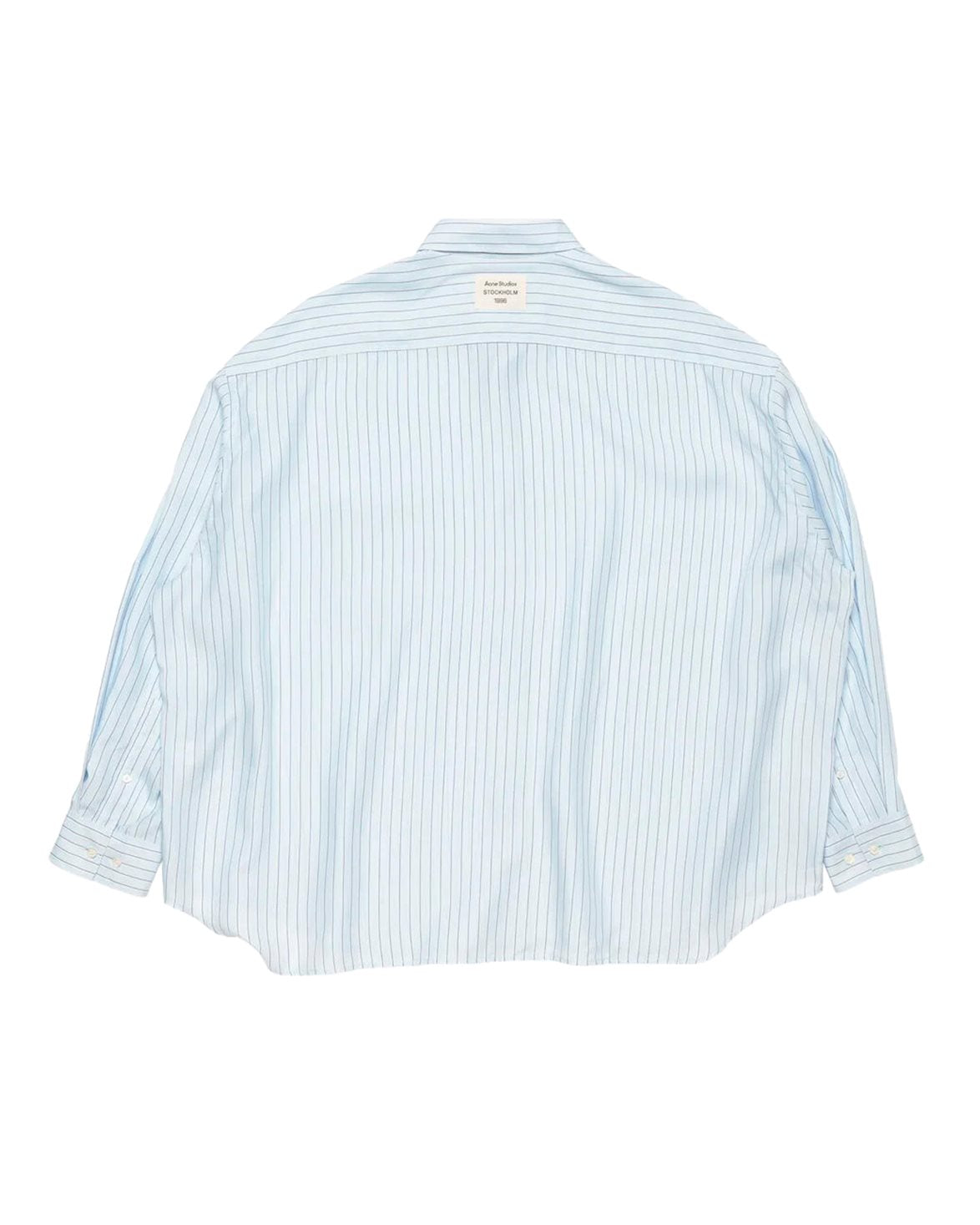 Relaxed Striped Button-Up Shirt Blue