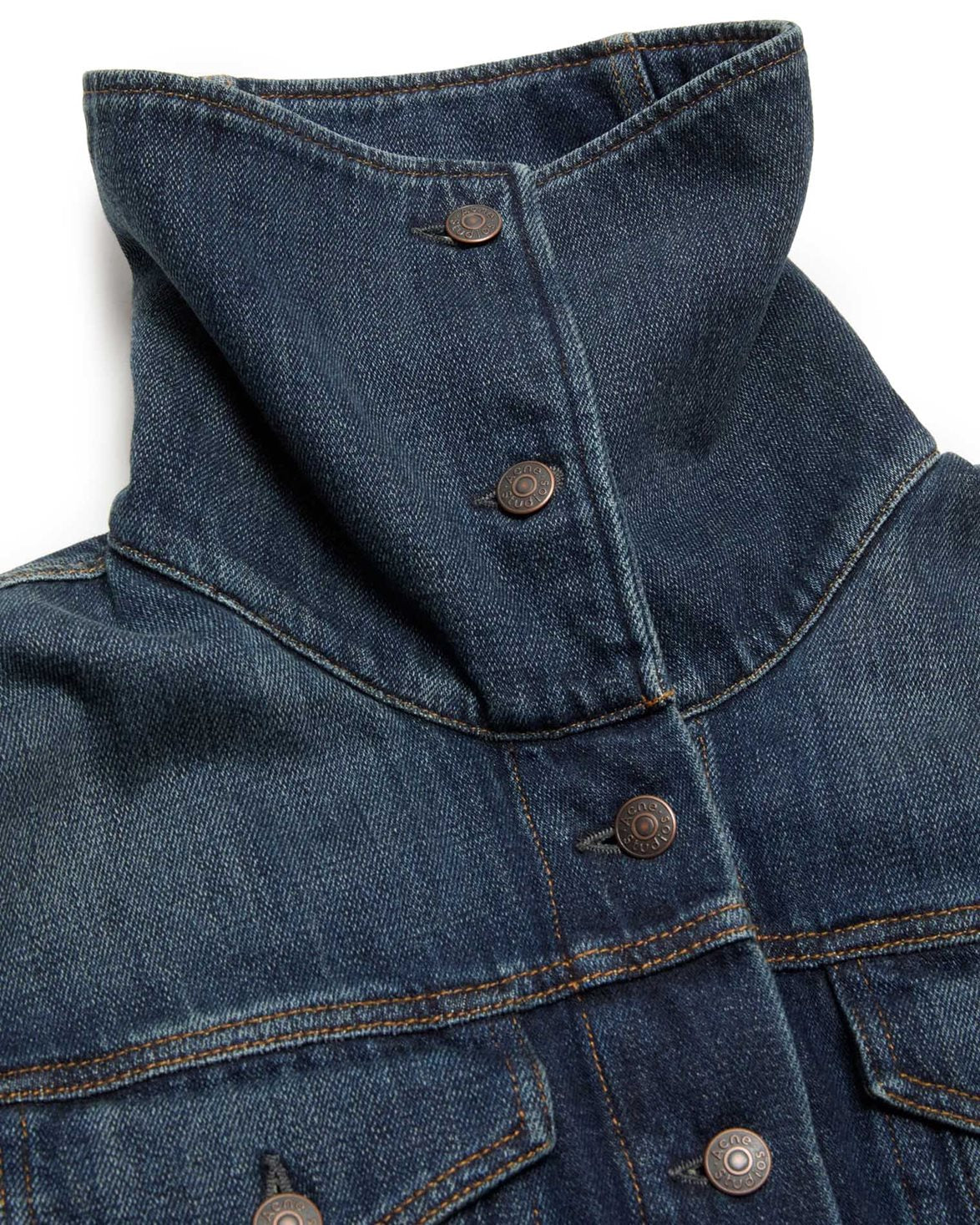 Short Denim Collar Jacket Dark Blue