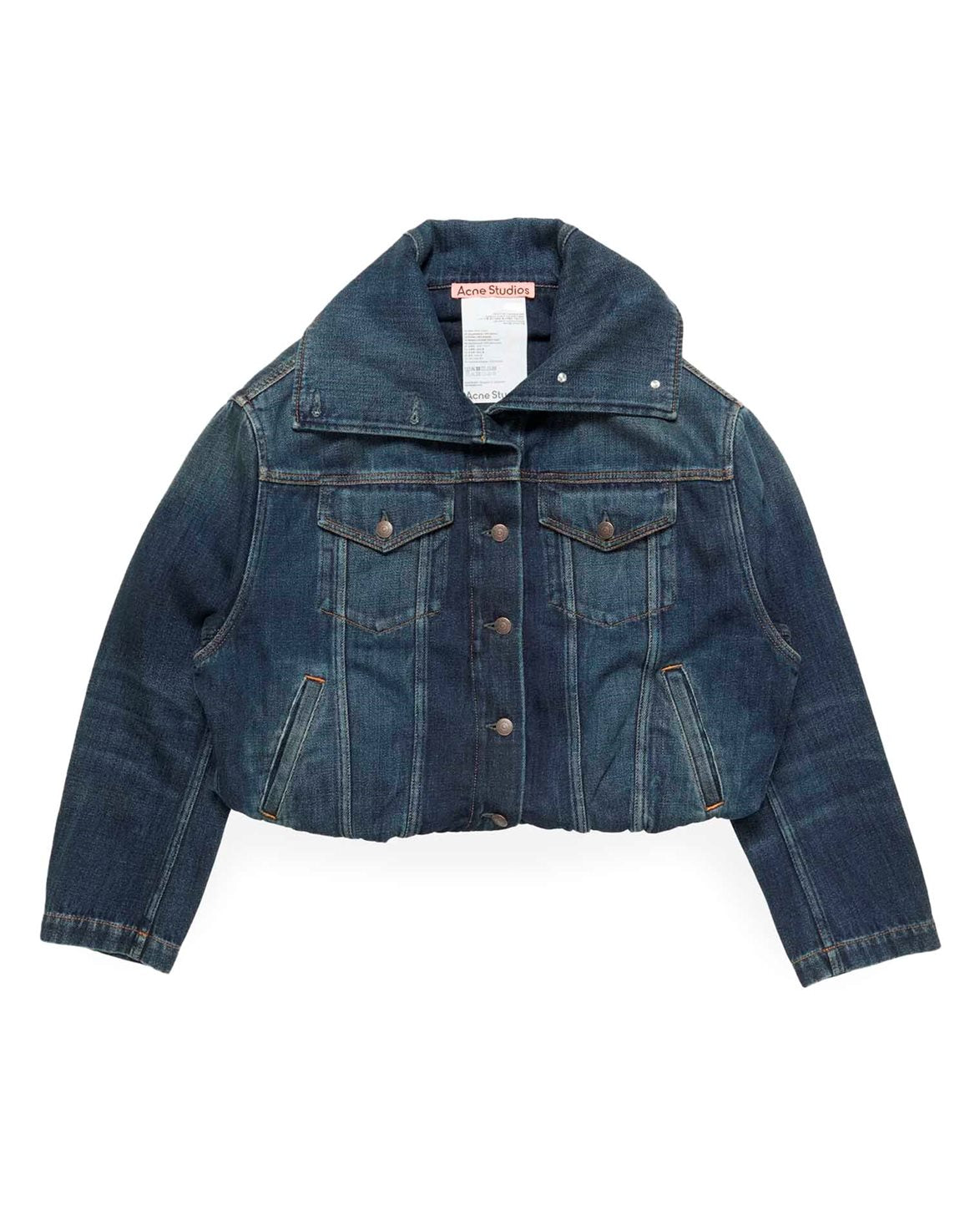 Short Denim Collar Jacket Dark Blue