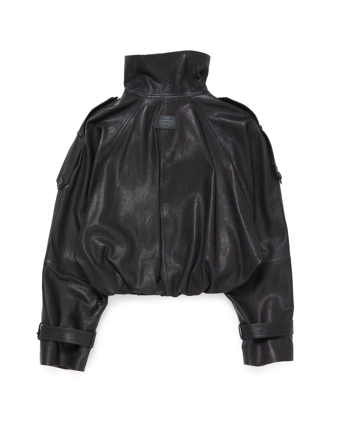 Short Leather Collar Coat Black