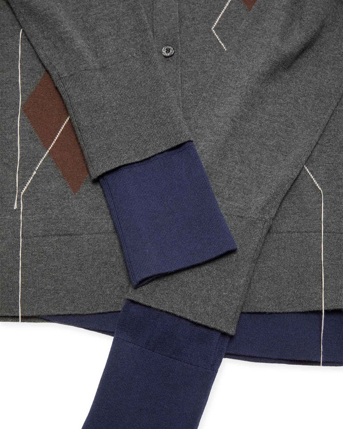 Silk Argyle Cardigan Dark Grey/Multi